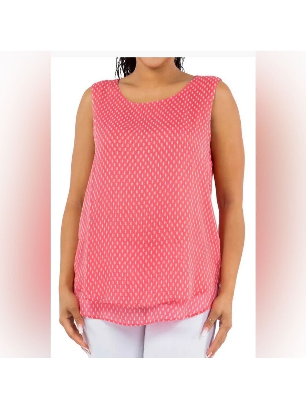 CRISTINA B sheer coral patterned sleeveless camisole blouse size XXL